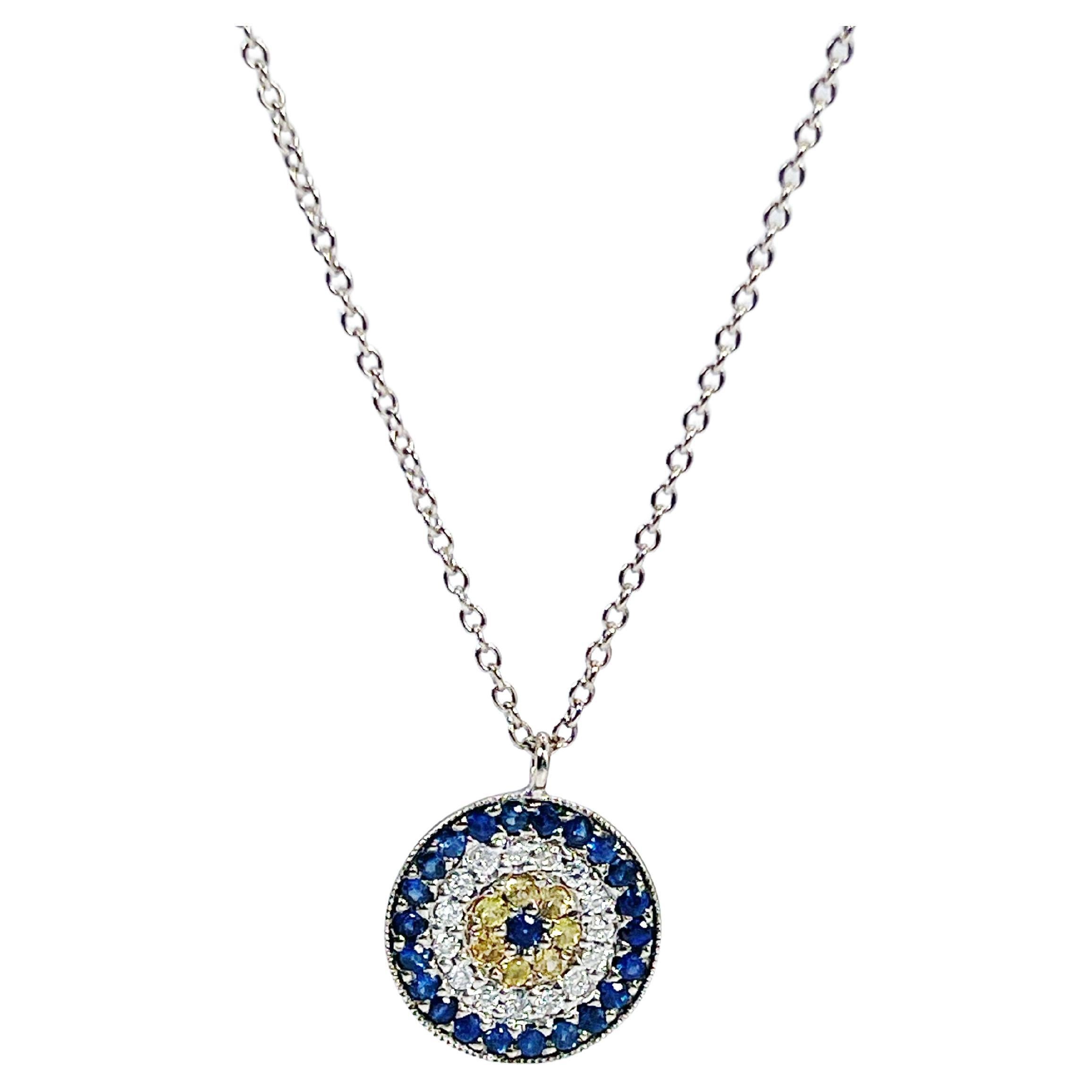 Evil Eye diamond pendant necklace 14KT white gold MEIRA 