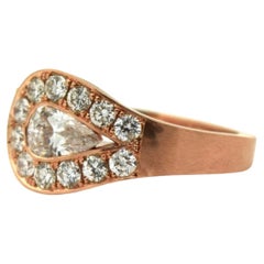 Evil Eye Diamantring 18KT Roségold Birnenförmiger Diamantring mit Evil Eye