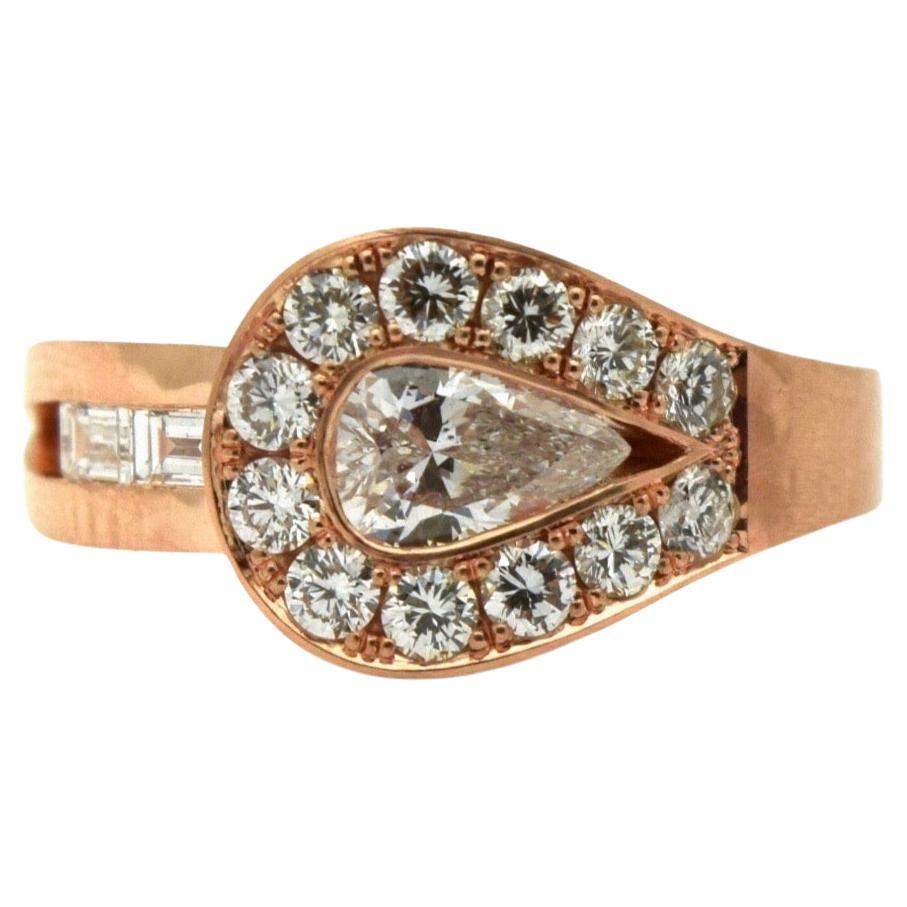 Evil Eye Diamond Ring 18KT Rose Gold Pear Shape Diamond Ring