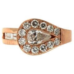 Evil Eye Diamond Ring 18KT Rose Gold Pear Shape Diamond Ring