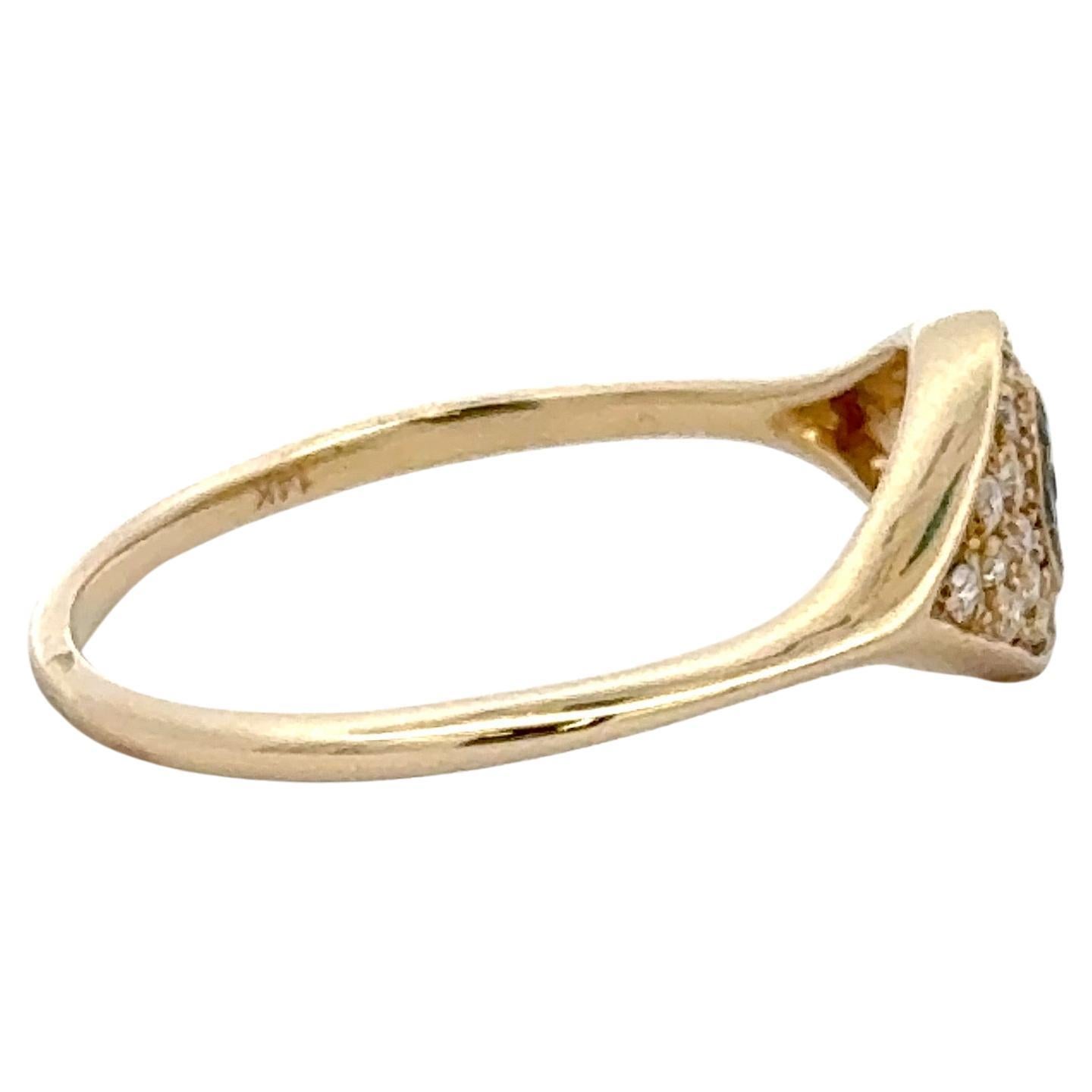 Evil Eye Diamond Sapphire Ring 0.25 Carats 14 Karat Yellow Gold 1.65 Grams For Sale 3