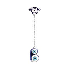 Evil Eye Drop Earring 14K Gold B Letter Enamel Talisman