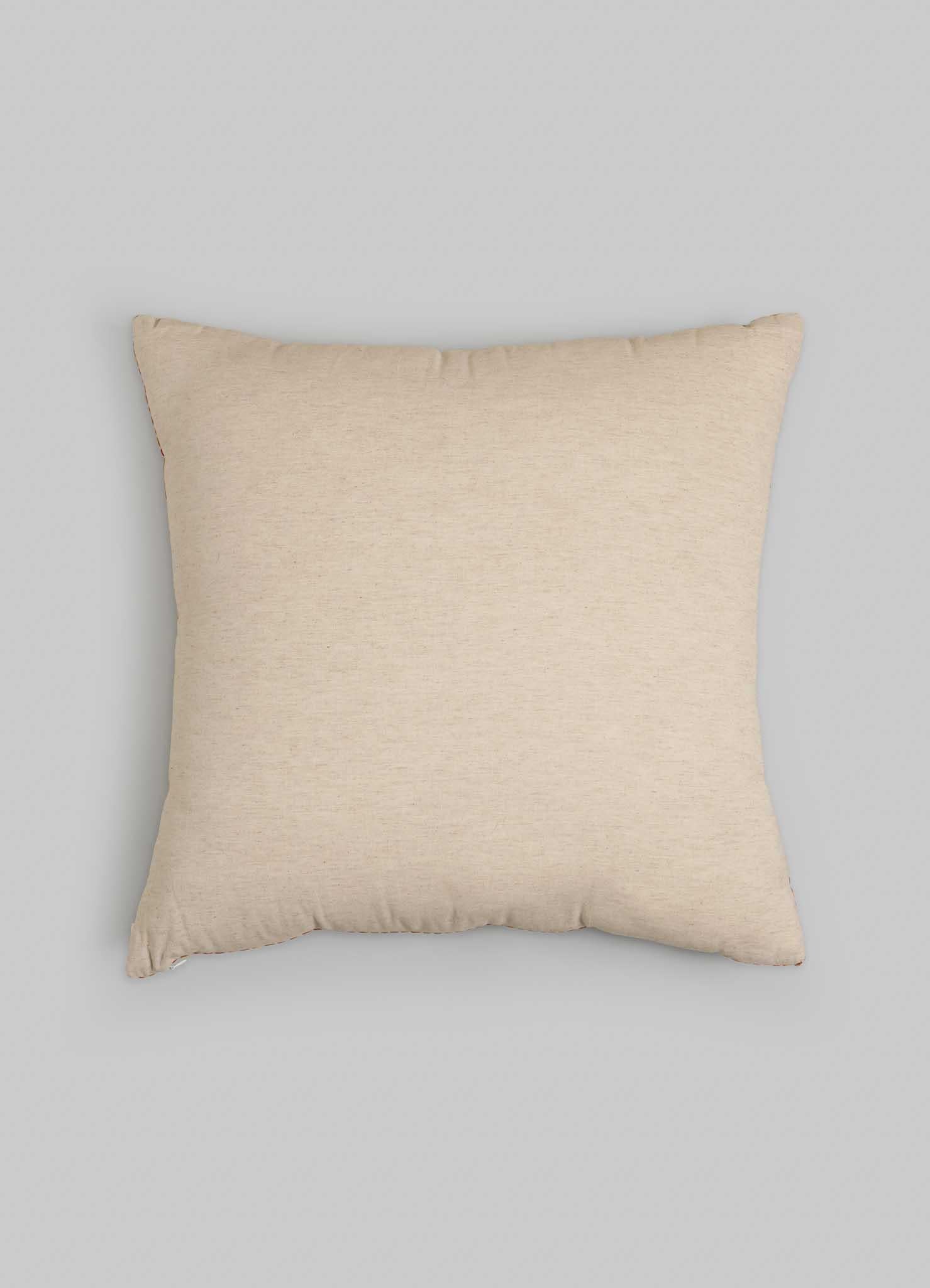 Indien Oeil maléfique Ecru Housse de coussin brodée à la main Large en vente