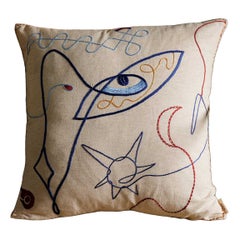 Evil Eye Ecru Handgestickte Kissenbezug Klein