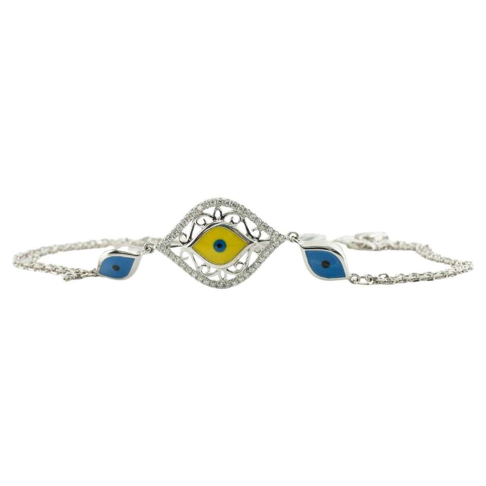 14K Gold Evil Eye Bracelet For Sale at 1stDibs | how to wear evil eye ...