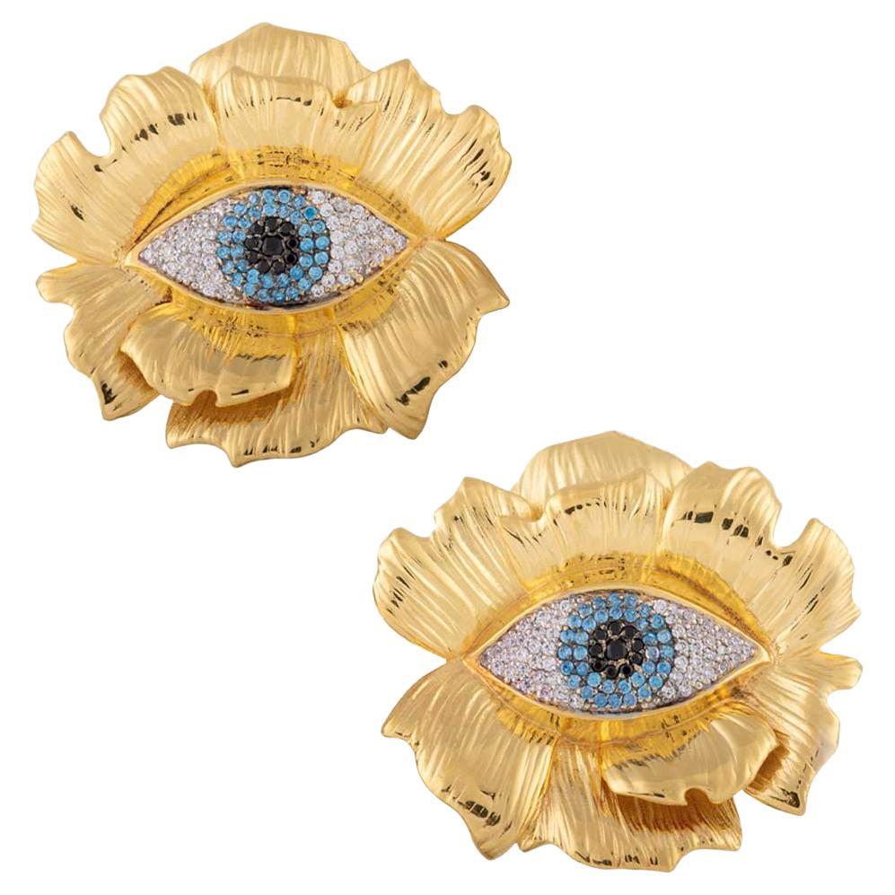 Naimah Evil Eye Flower Statement Earrings