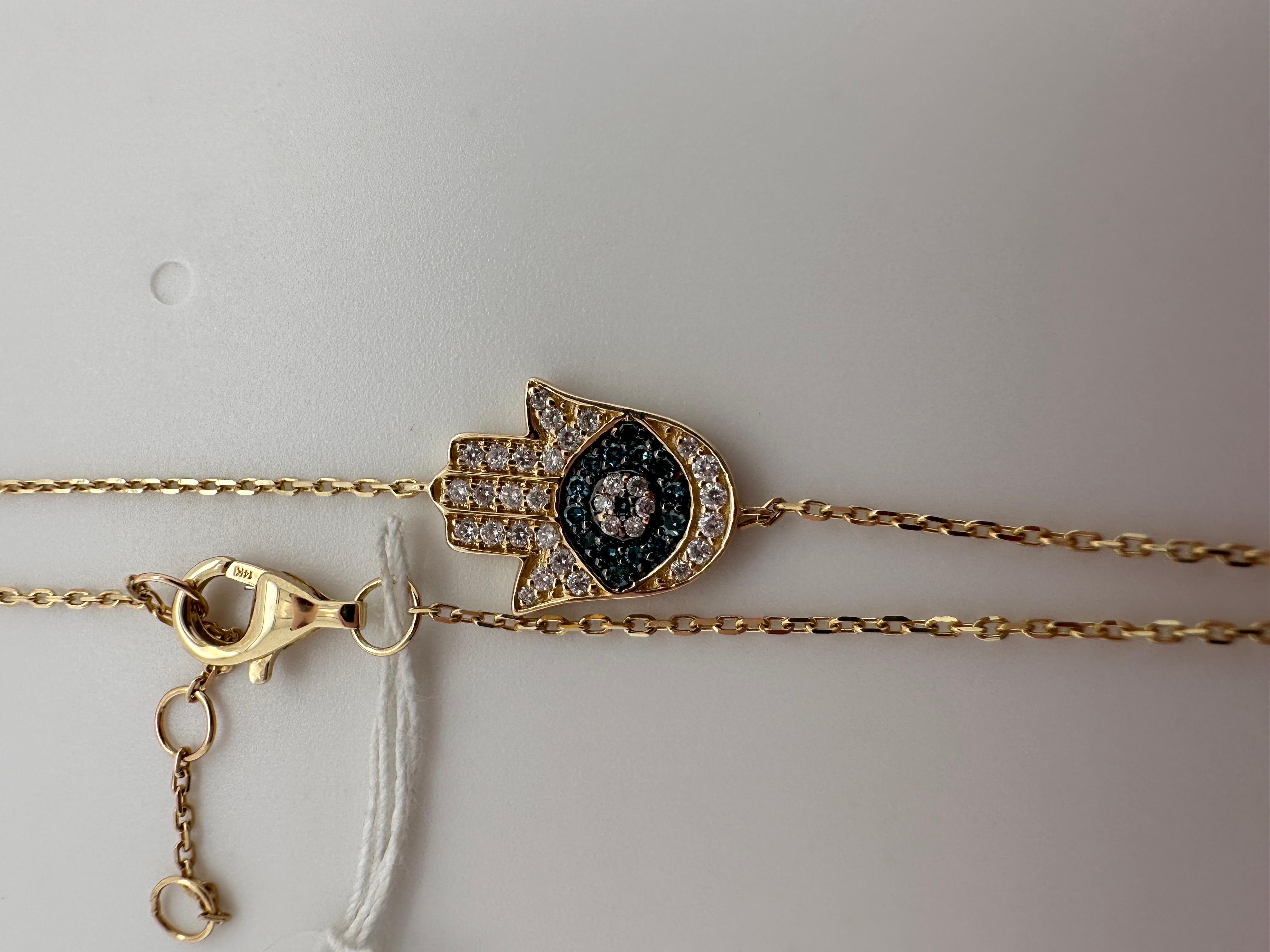 Dainty Evil Eye diamond bracelet in 14KT gold.

Metal Type: 14KT
Natural Diamond(s): 
Color: G
Cut:Round Brilliant
Carat: 0.20ct
Clarity: SI (average)
Item: T1200
Certificate of authenticity comes with purchase

ABOUT US
We are a family-owned
