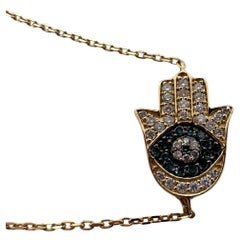 Bracelet œil maléfique Hamza Diamant 14KT or