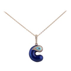 Evil Eye ID C Initial Diamond 14K Yellow Gold Letter Charm Necklace