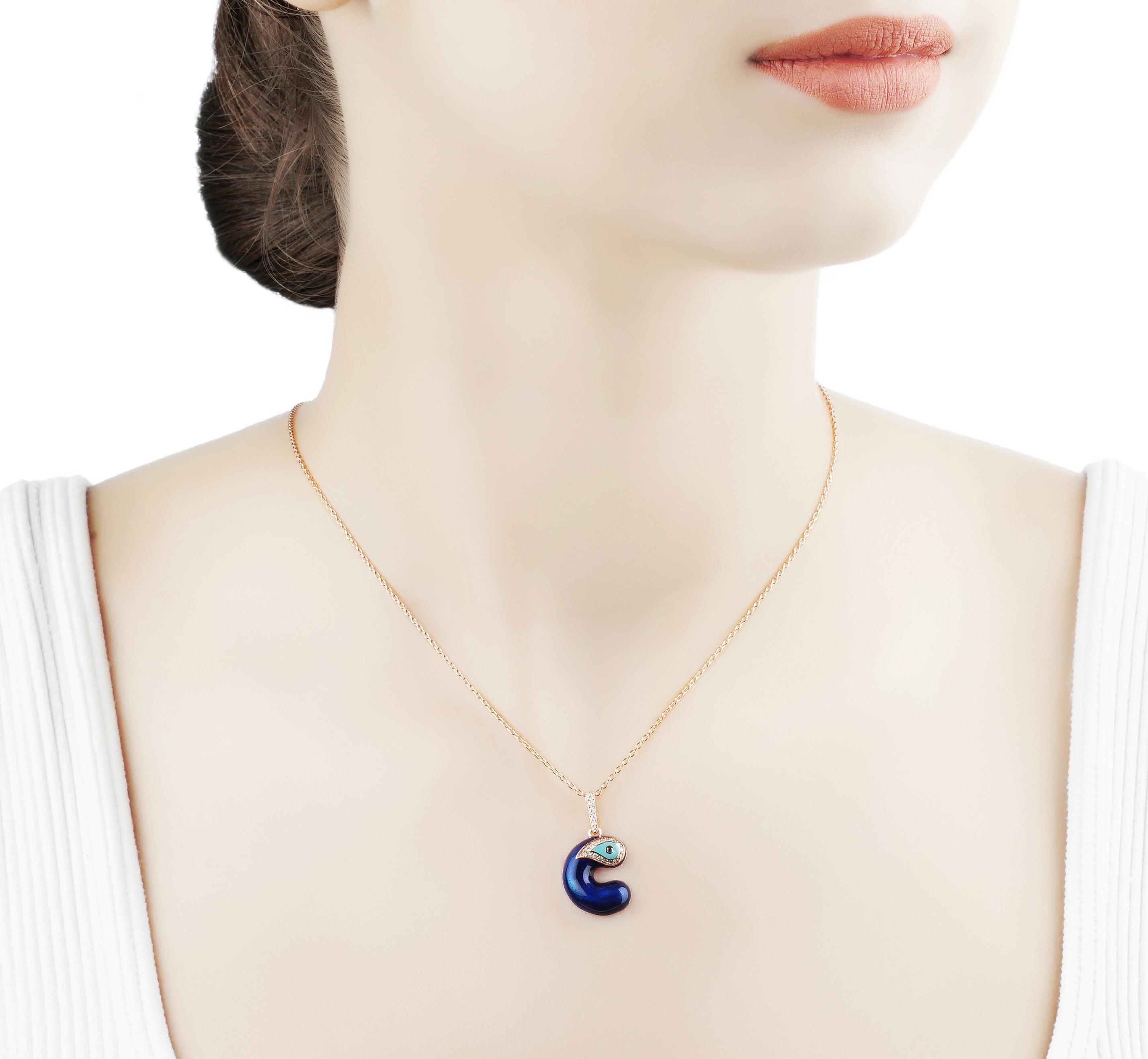 Inspired by The Iconic Evil Eve Symbol Nazarlique Handcrafting Blue Enamel Evil Eye ID Letter Form C Charm Necklace In 14K Yellow Gold With Diamond and Sapphire Is A Striking Example Of The Sentimental Style.

Looks Super Sophisticated And Cool On