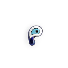 Orecchino con perno singolo ID Evil Eye Personalizzato P Lettera Oro Blu Turchese Smalto