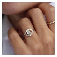 Evil Eye Jumbo Diamond Unique and Dainty Ring, Anniversary Ring, Push Present