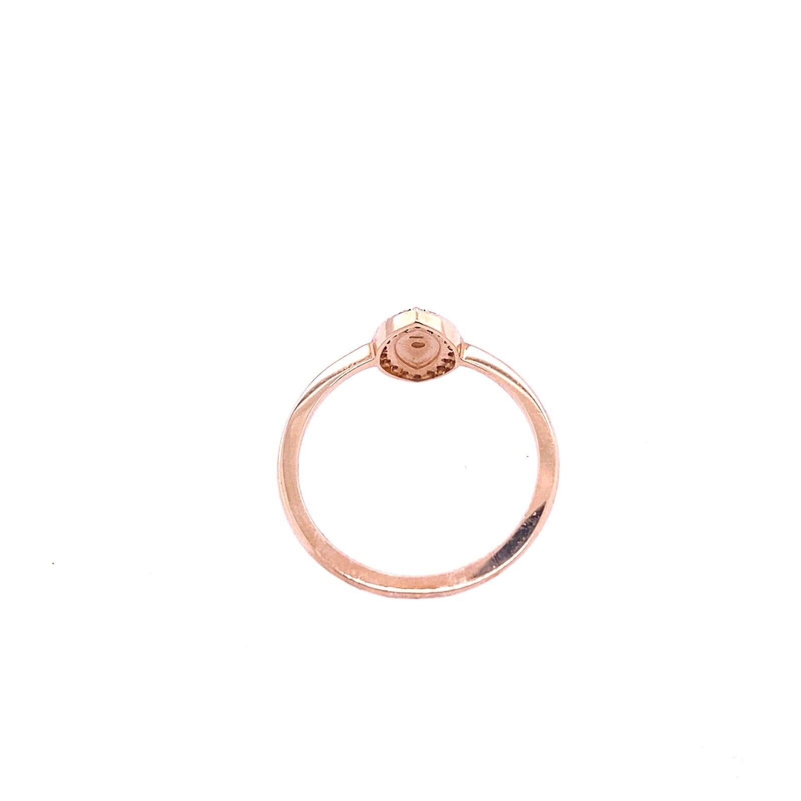 Round Cut Evil Eye Marquise Shape Ring with Pink Enamel & Diamonds in 14ct Rose Gold For Sale