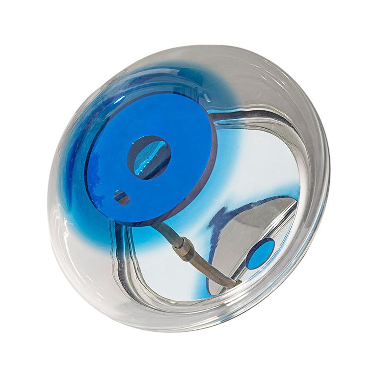 Evil-Eye Mirror, Wall Piece Made of Handblown Glass with Infinity Mirror For Sale