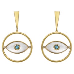 Evil Eye Perlmutt-Topas-Ohrringe mit Kreis