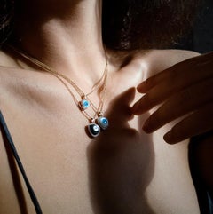 Evil Eye Perlmutt 14 Karat Gelbgold Diamant-Halskette für Sie