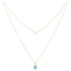 Collar de diamantes en oro amarillo de 14 quilates con madreperla de mal de ojo para ella