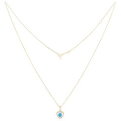 Evil Eye Mother of Pearls 14 Karat Yellow Gold Diamond Necklace for Her