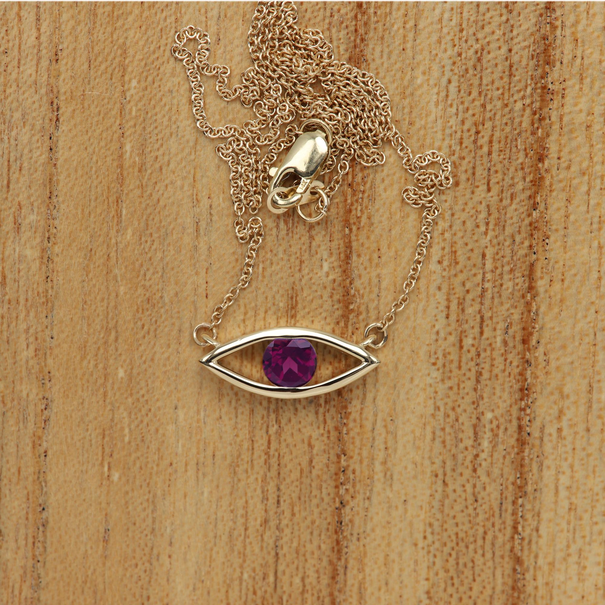 purple evil eye necklace