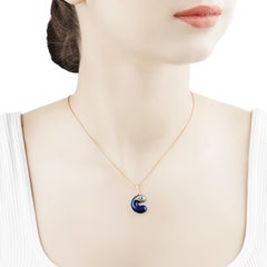 Evil Eye Necklace Diamond Initial C Charm 14 Karat Rose Gold Enamel Pendant