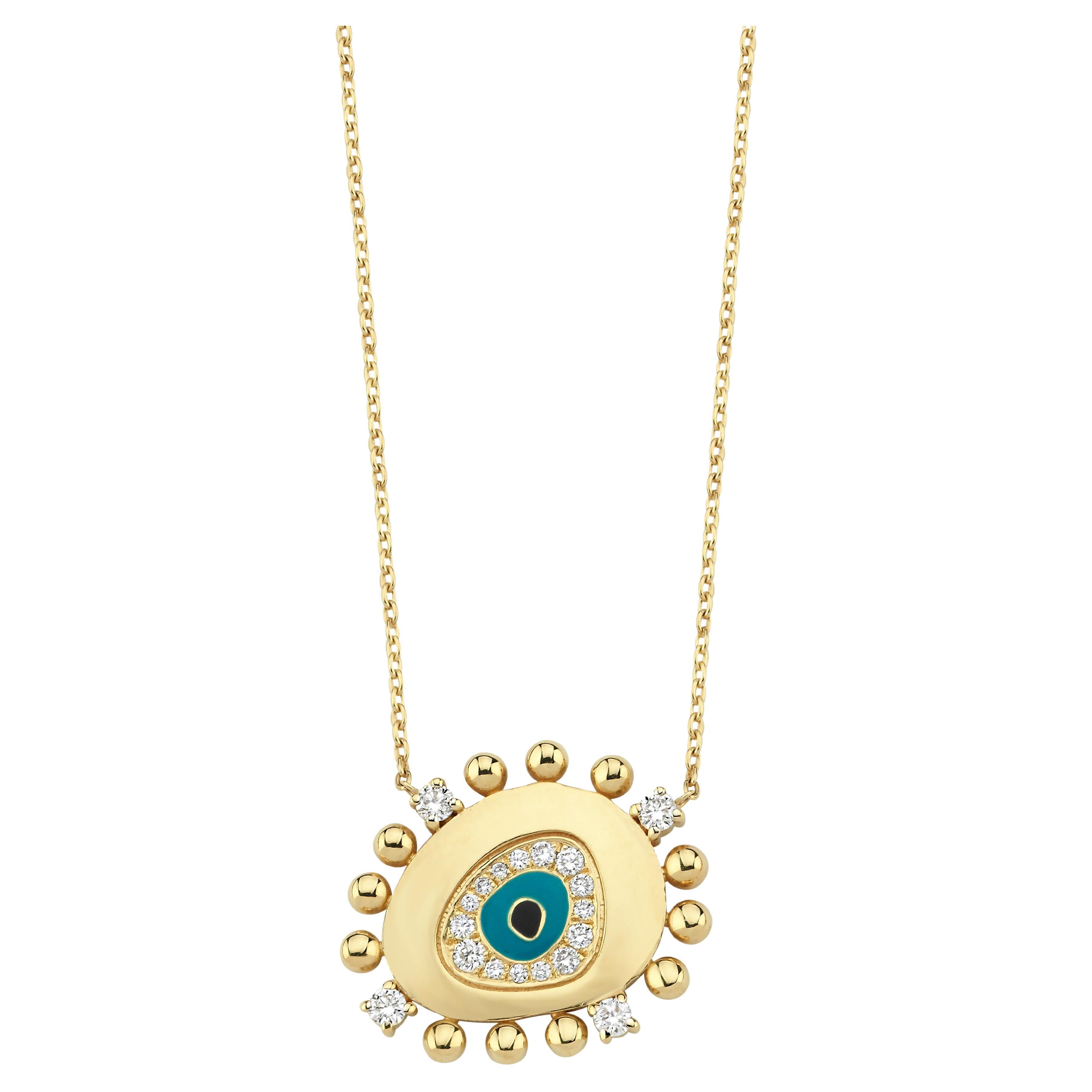Collana Evil Eye in oro 14k e diamante da 0,25 carati