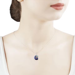 Evil Eye Necklace Initial G Charm 14K White Gold Diamond Enamel Talisman Pendant