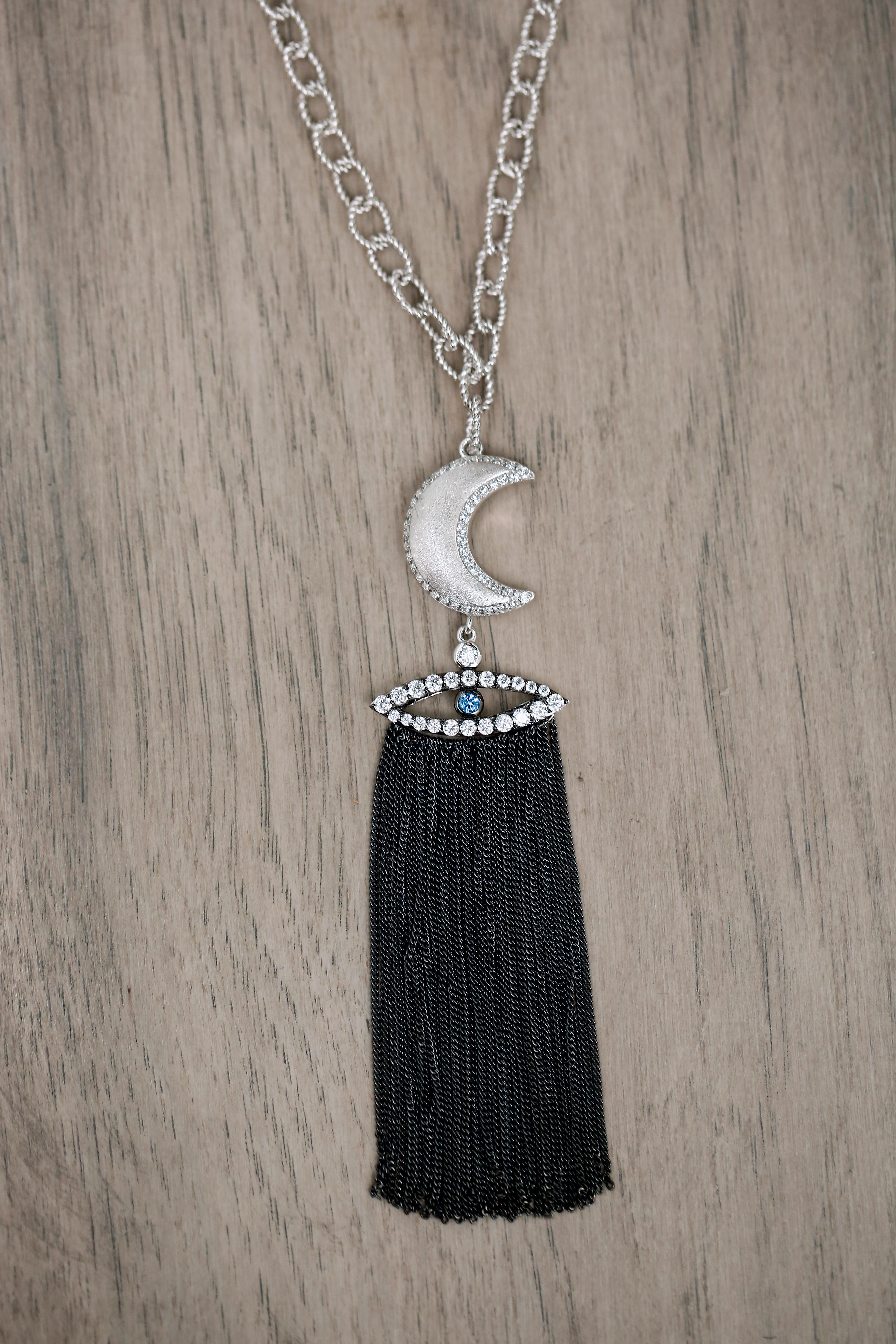 Contemporary Evil Eye Necklace Protective and Lucky with Tassels