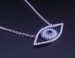 Evil Eye Necklace with Diamond & Blue Sapphire