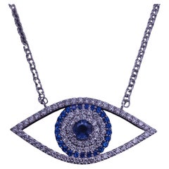 Evil Eye Necklace with Diamond 
Blue Sapphire