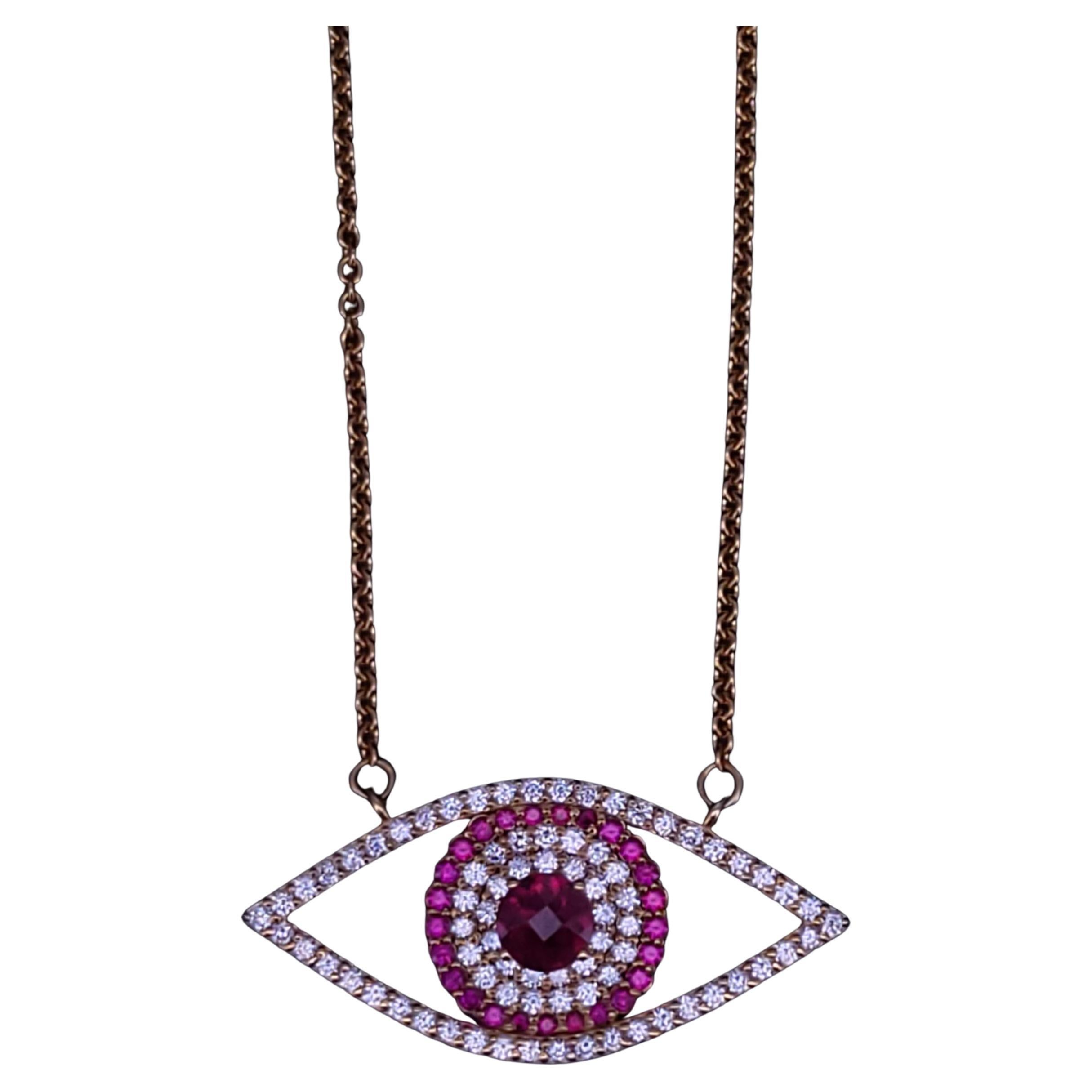 Evil Eye Necklace with Diamond 
Ruby
