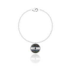 Evil Eye Necklace with Mother of Pearl, Sapphires, Black and White Diamonds