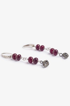 Evil Eye Pave Diamond Red ruby Earrings
