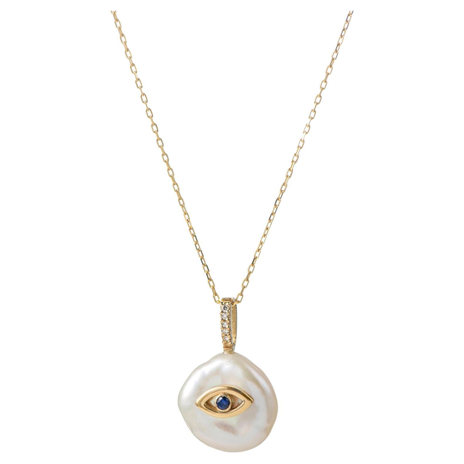 EVIL EYE Pearl NECKLACE For Sale