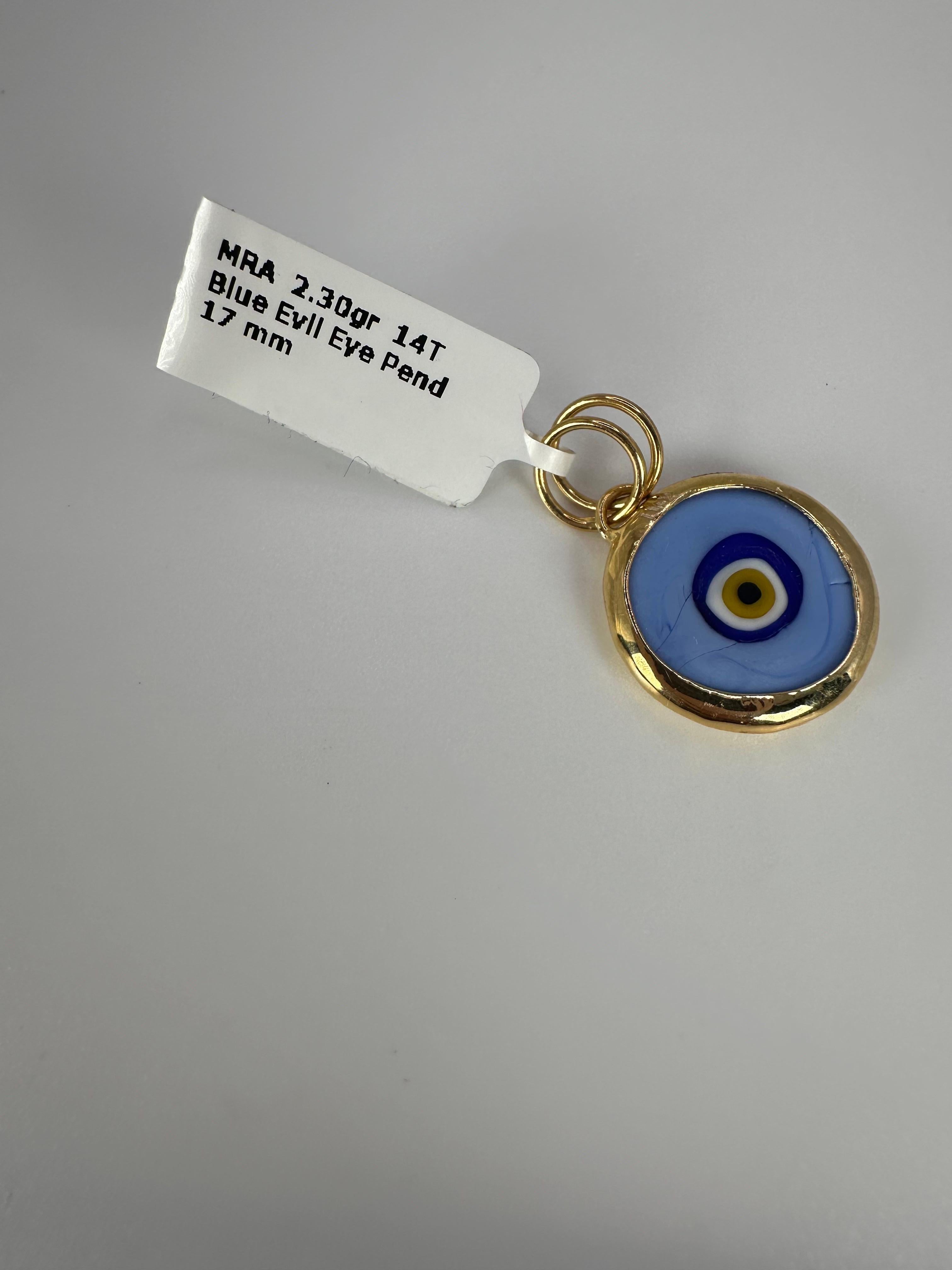 Ciondolo a forma di malocchio in oro 14KT, diametro 17 mm, grande In condizioni Nuovo in vendita a Jupiter, FL