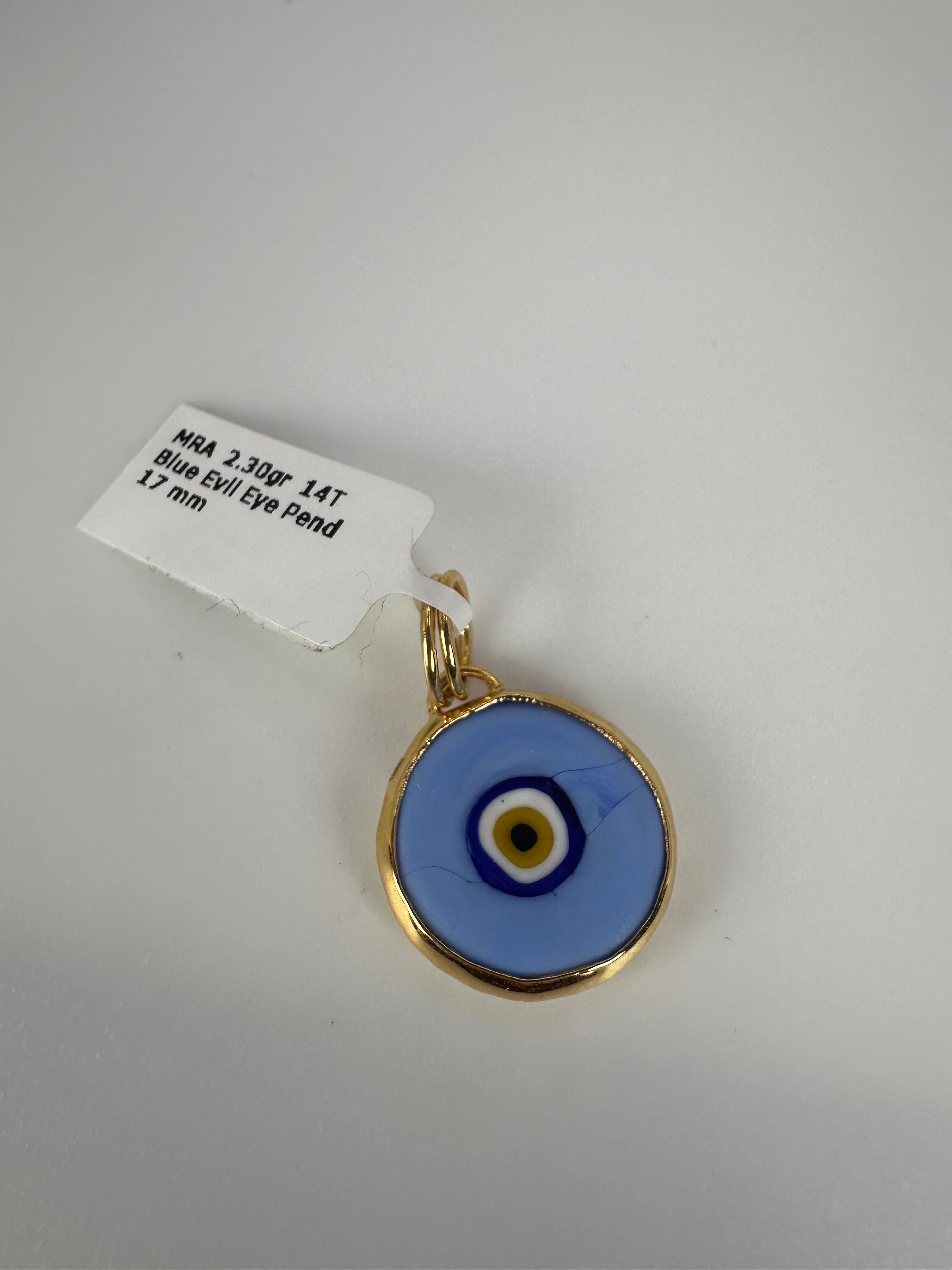 da uomo o donna Ciondolo a forma di malocchio in oro 14KT, diametro 17 mm, grande in vendita