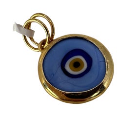 Colgante mal de ojo 14KT oro 17mm diámetro grande
