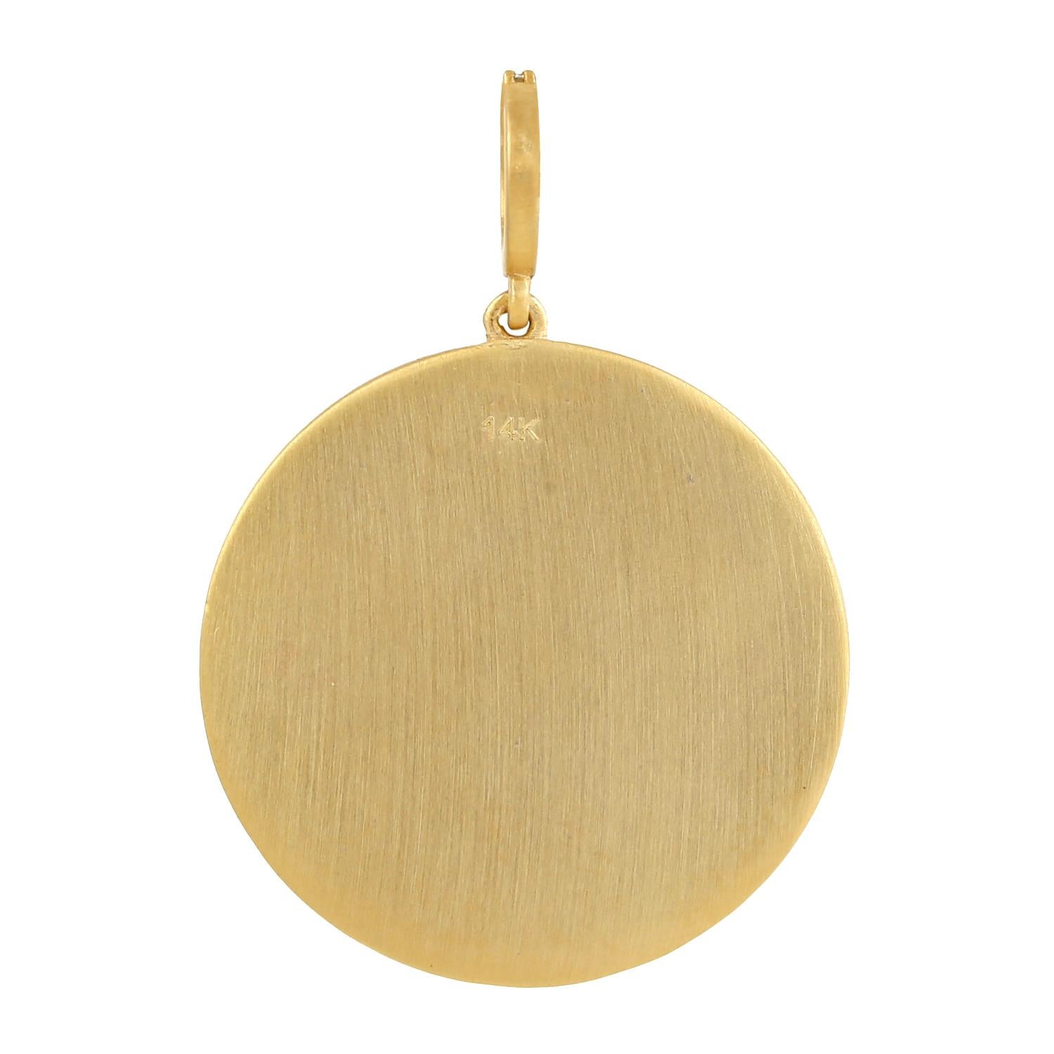 Evil Eye Anhänger angereichert mit Pave Diamanten aus 14k Gelbgold (Gemischter Schliff) im Angebot