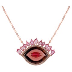 Evil Eye Anhänger aus 18 Karat Gold mit schwarzem Onyx, Opal, rosa Saphir, Rubin und Diamant