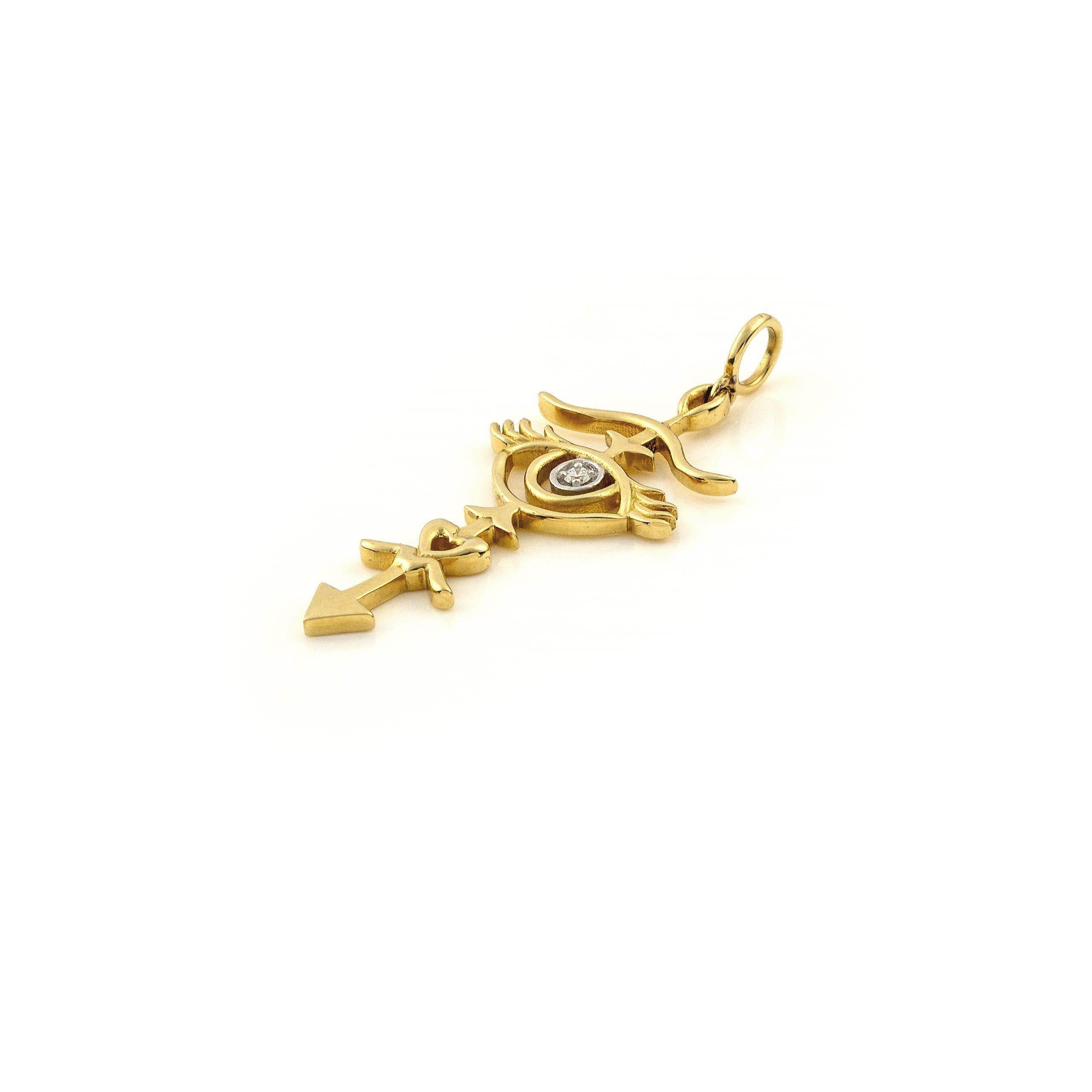 Recycled 14K Yellow Gold

Diamonds Approx. 0.02 ct

Jewel Size:4.1×2 cm/ 1.61x 0.78 inches
The pendant is sold WITHOUT a chain.

Evil Eye Pendant in Gold and Diamonds.

This will protect you from all evil…

A groundbreaking collection, Mythology,