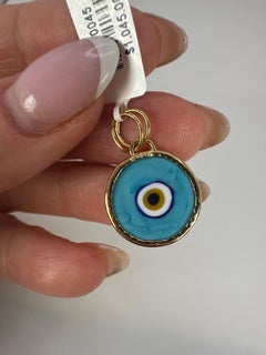 Evil eye pendant light blue color 14KT gold pendant