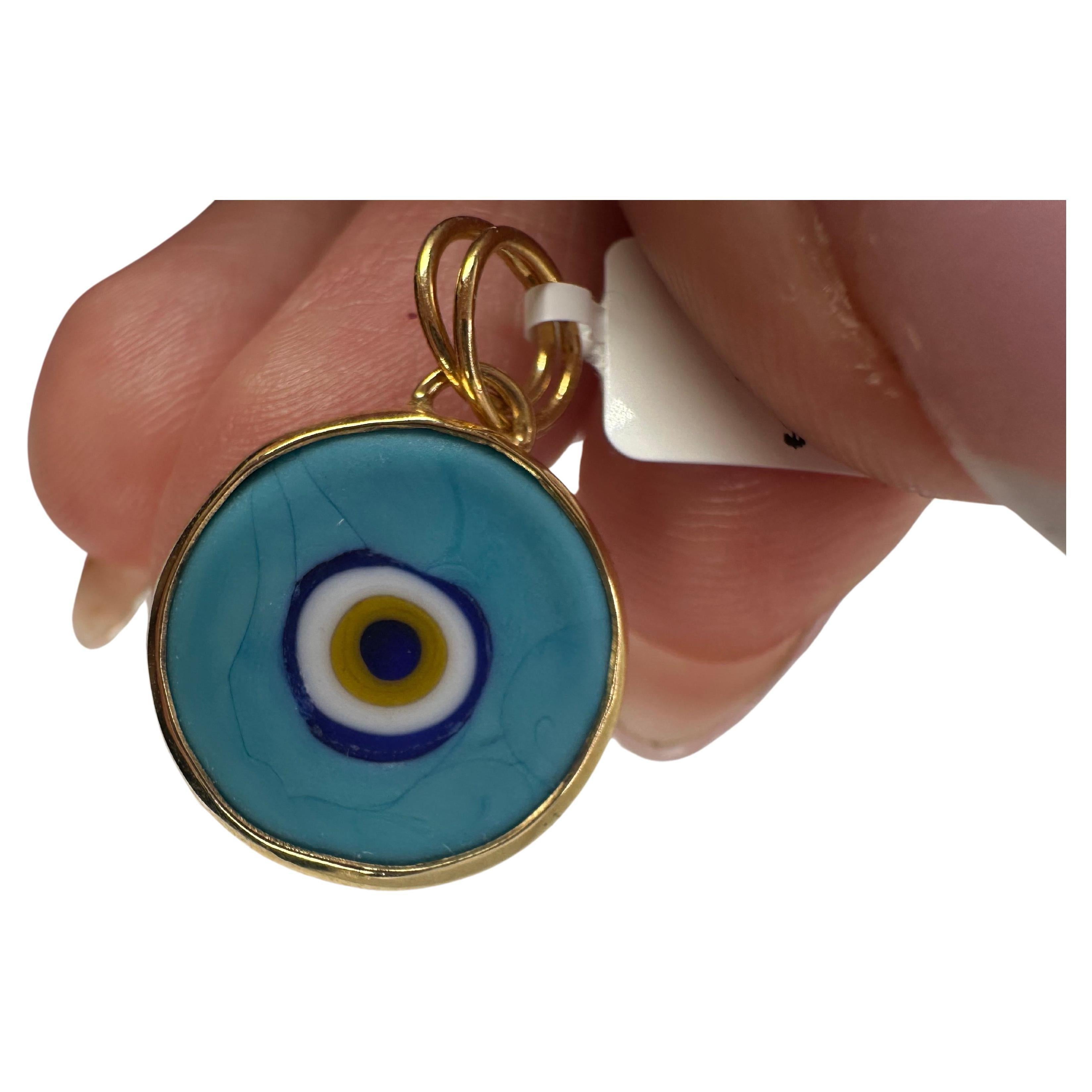 Evil eye Anhänger Hellblau Farbe 14KT Gold Anhänger