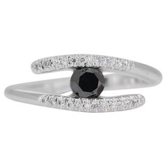 Evil eye Protect ring 0.29ct Black Diamond Ring in White Gold