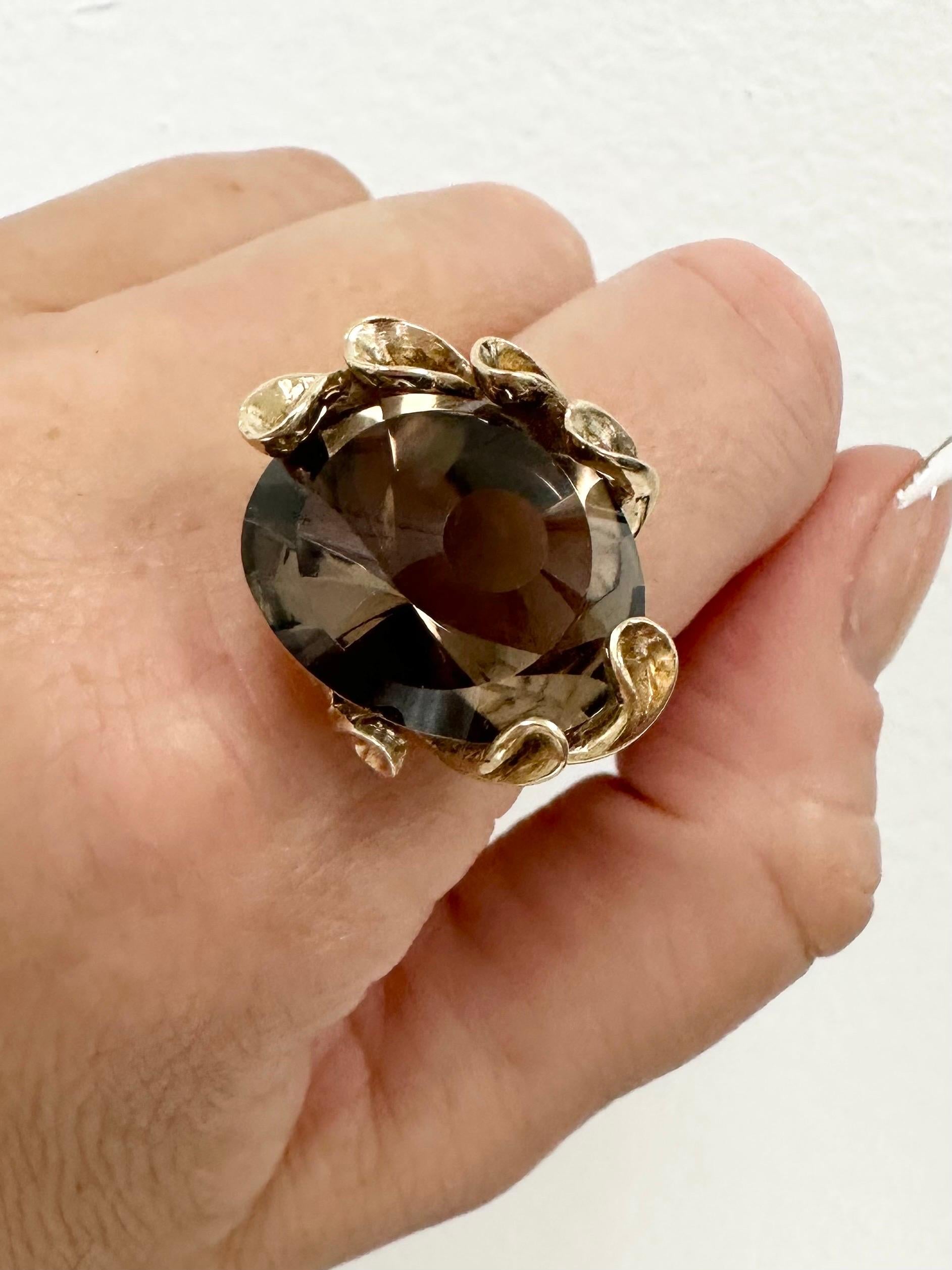 Evil eye quartz ring 14KT gold unique artist vision ring In Excellent Condition For Sale In Boca Raton, FL