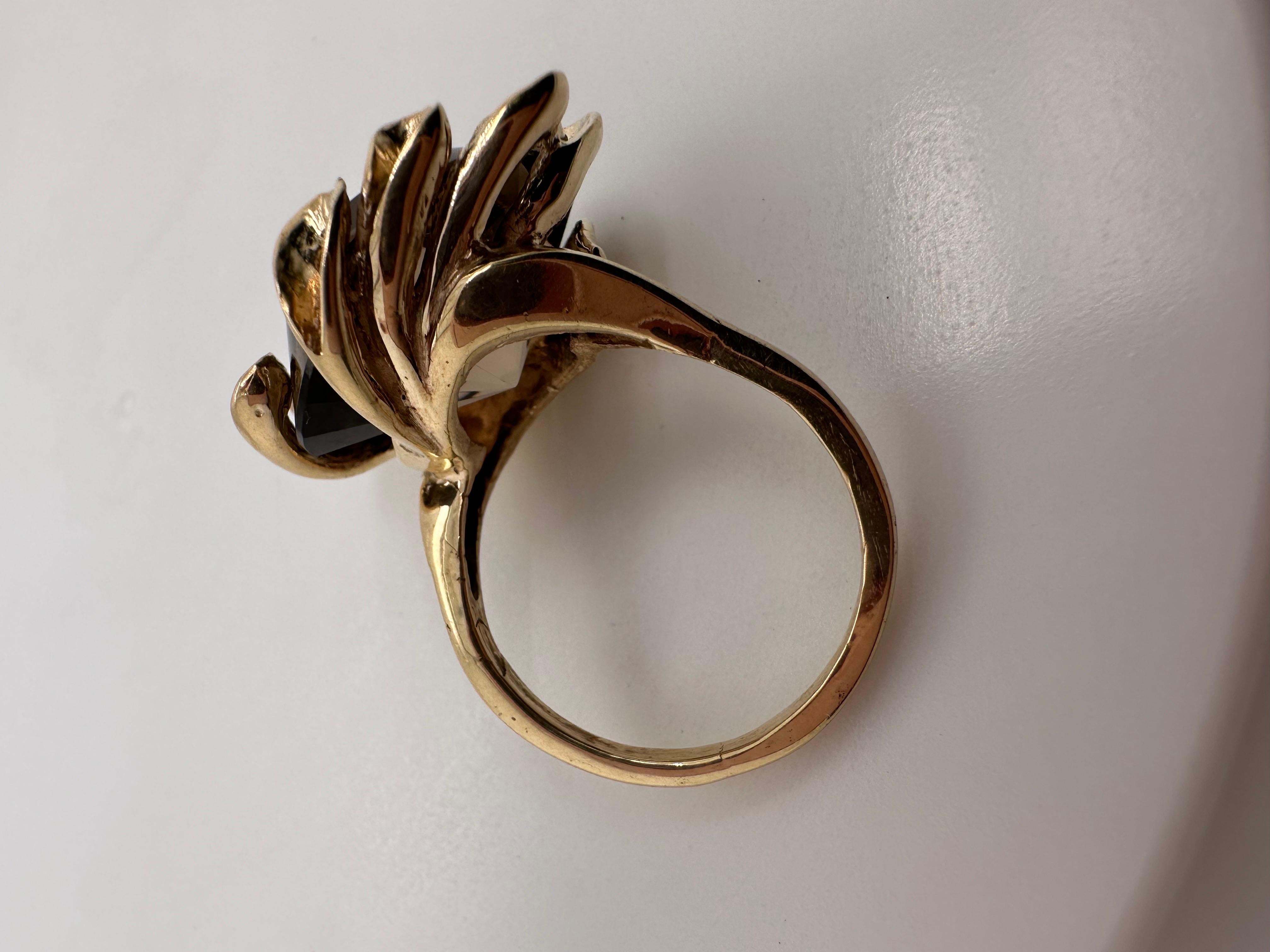 Evil eye quartz ring 14KT gold unique artist vision ring For Sale 1