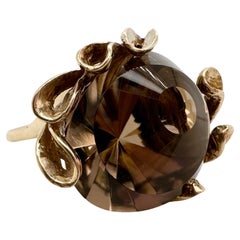 Anello con quarzo malocchio in oro 14KT Anello unico con visione d'artista