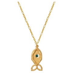 Collier poisson Repeller Evil Eye avec émeraude