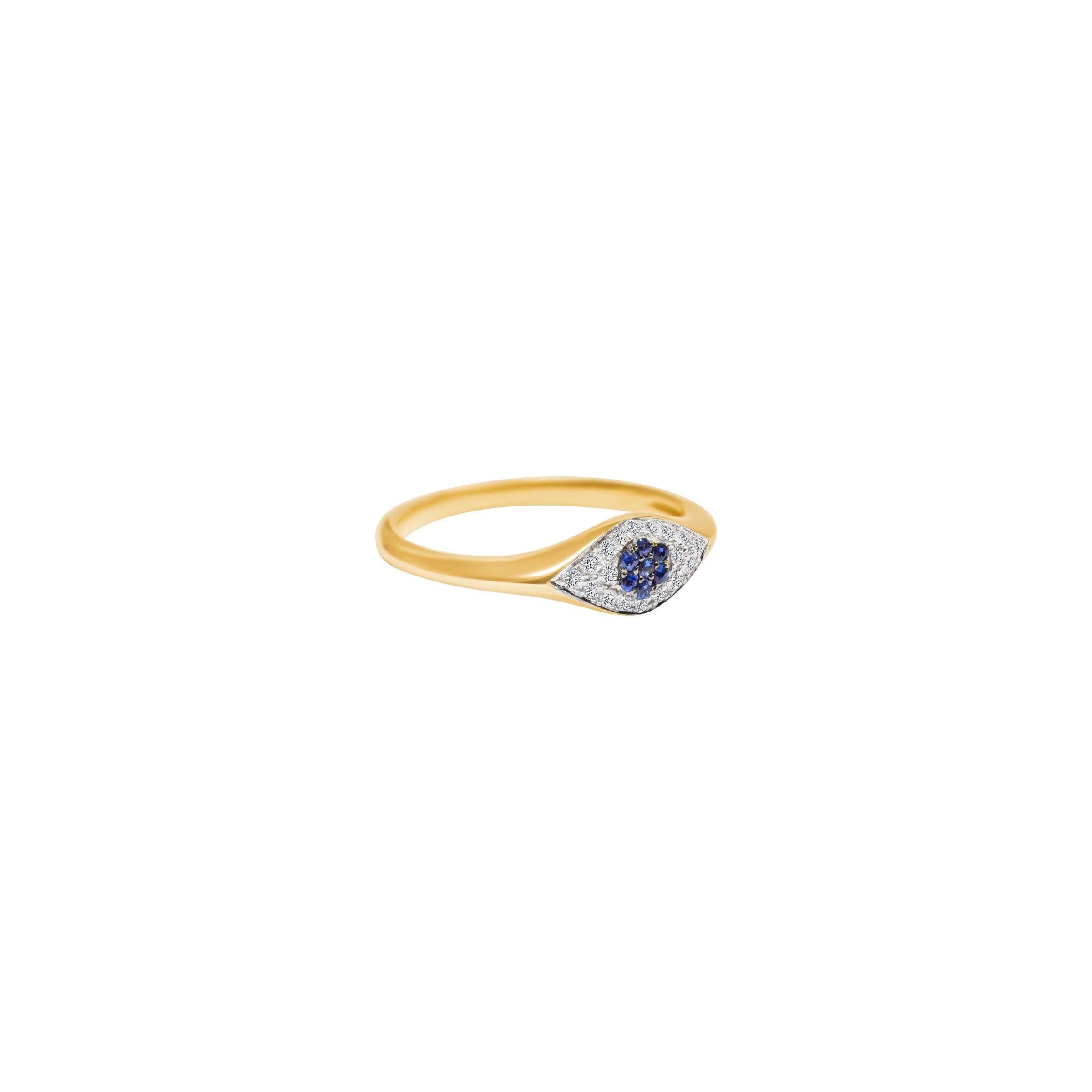 For Sale:  Evil Eye Ring & Bracelet with Blue Sapphire & Diamond in 18 Karat Yellow Gold 3