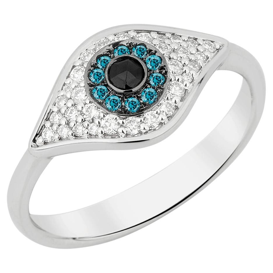 Evil Eye Ring aus Weißgold