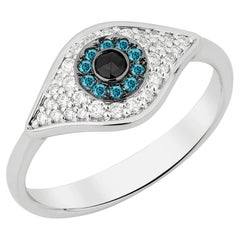 Evil Eye Ring in White Gold