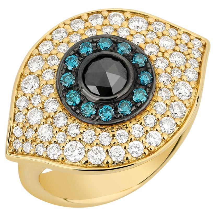Evil Eye Ring in Yellow Gold